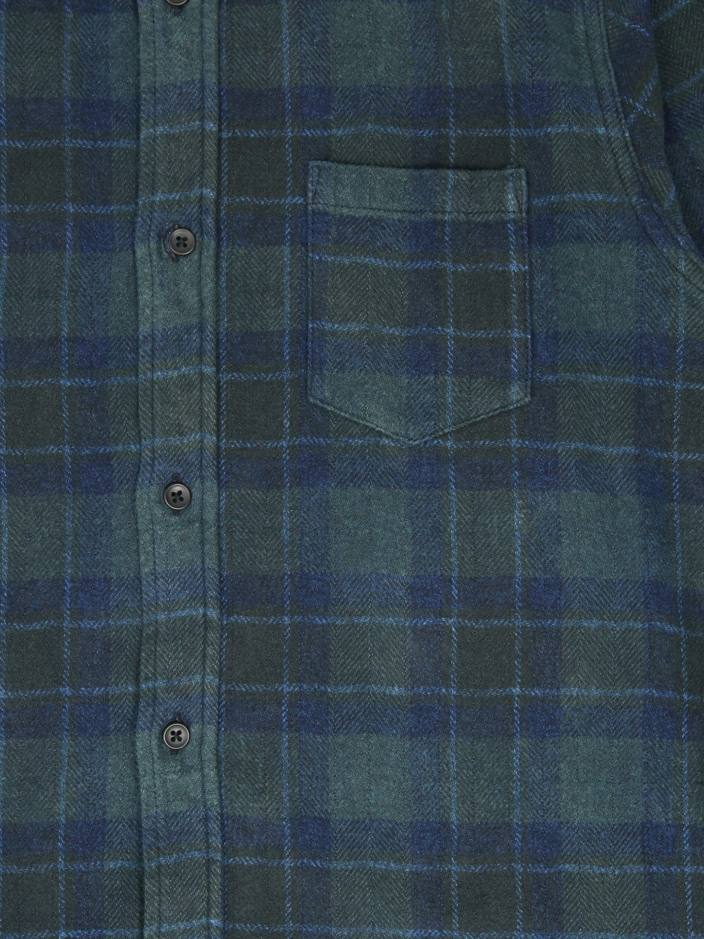 Pure Blue Japan 2235 Indigo Overdyed Cotton Tweed Check Shirt Brown buttons