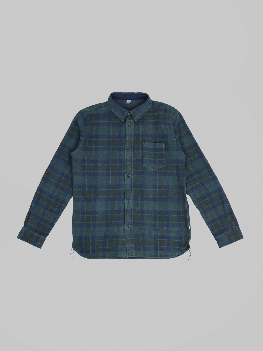 Pure Blue Japan 2235-BR Indigo Overdyed Cotton Tweed Check Shirt Brown