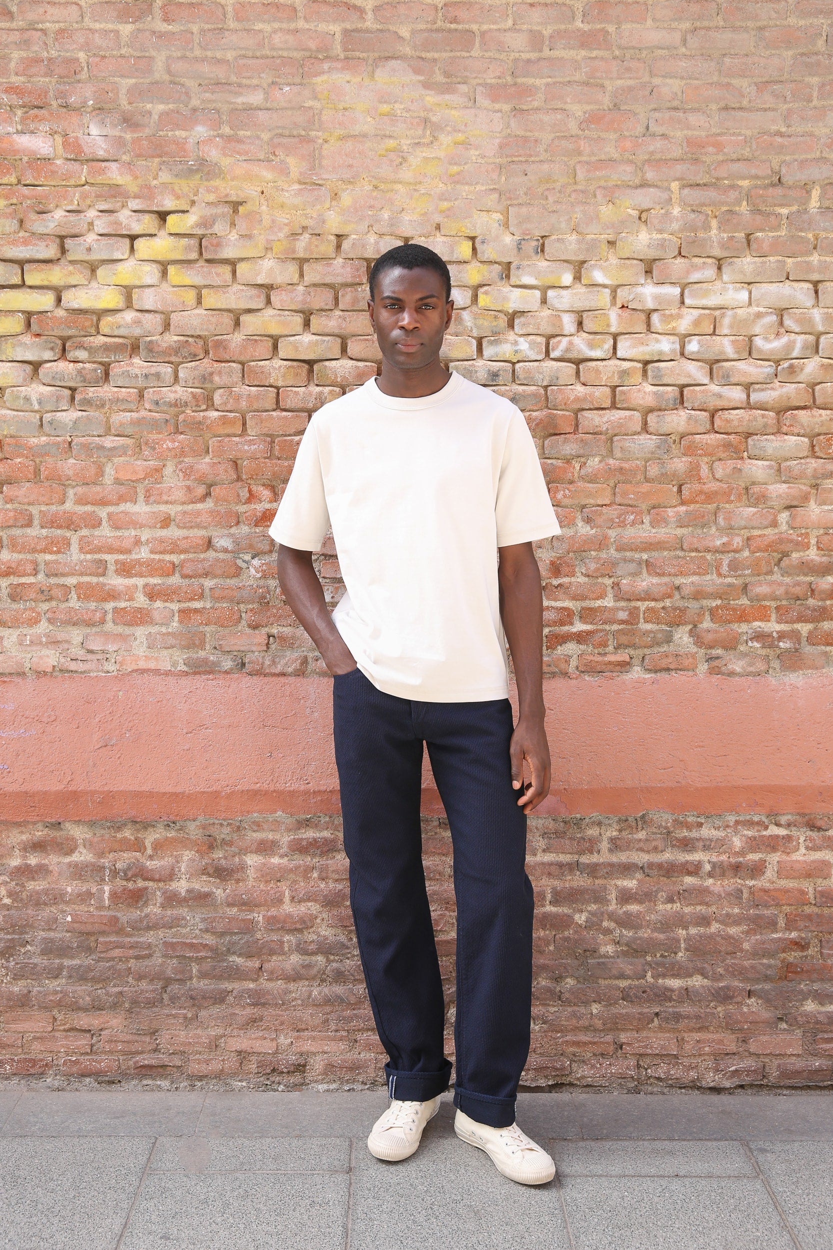 pure blue Japan sashiko jeans look