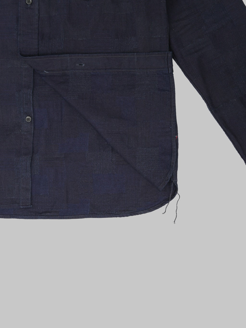Pure Blue Japan 2239ID Jacquard Boro Patchwork Double Indigo Shirt interior