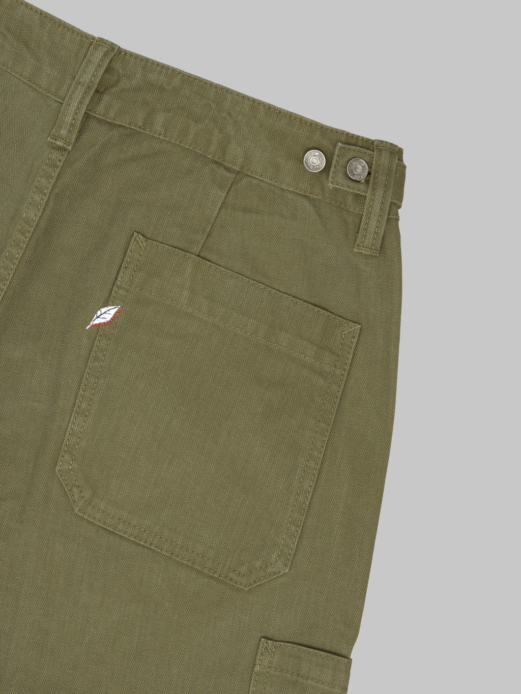 Pure Blue Japan SP-1179-OLV Sulfur Dyed Herringbone Work Shorts Olive