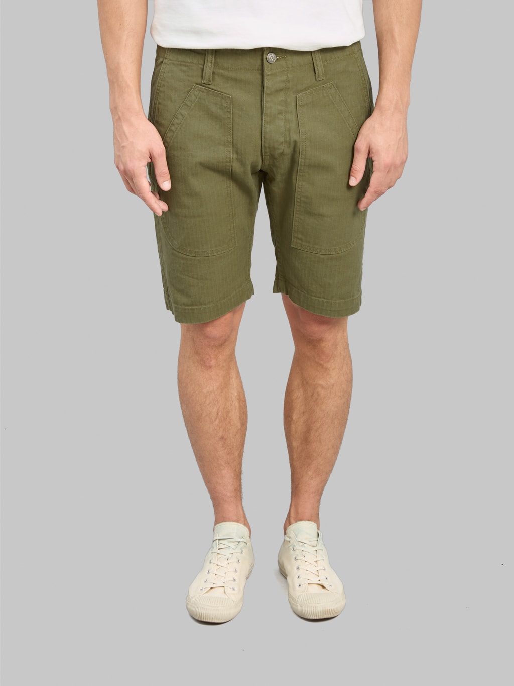 Pure Blue Japan SP-1179-OLV Sulfur Dyed Herringbone Work Shorts Olive