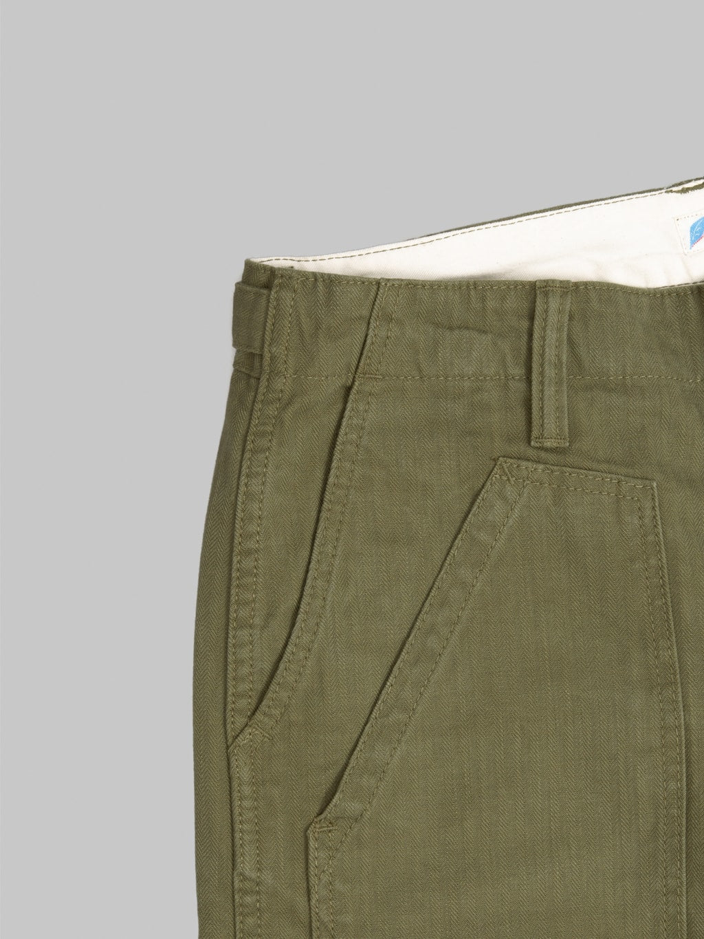 Pure Blue Japan SP-1179-OLV Sulfur Dyed Herringbone Work Shorts Olive