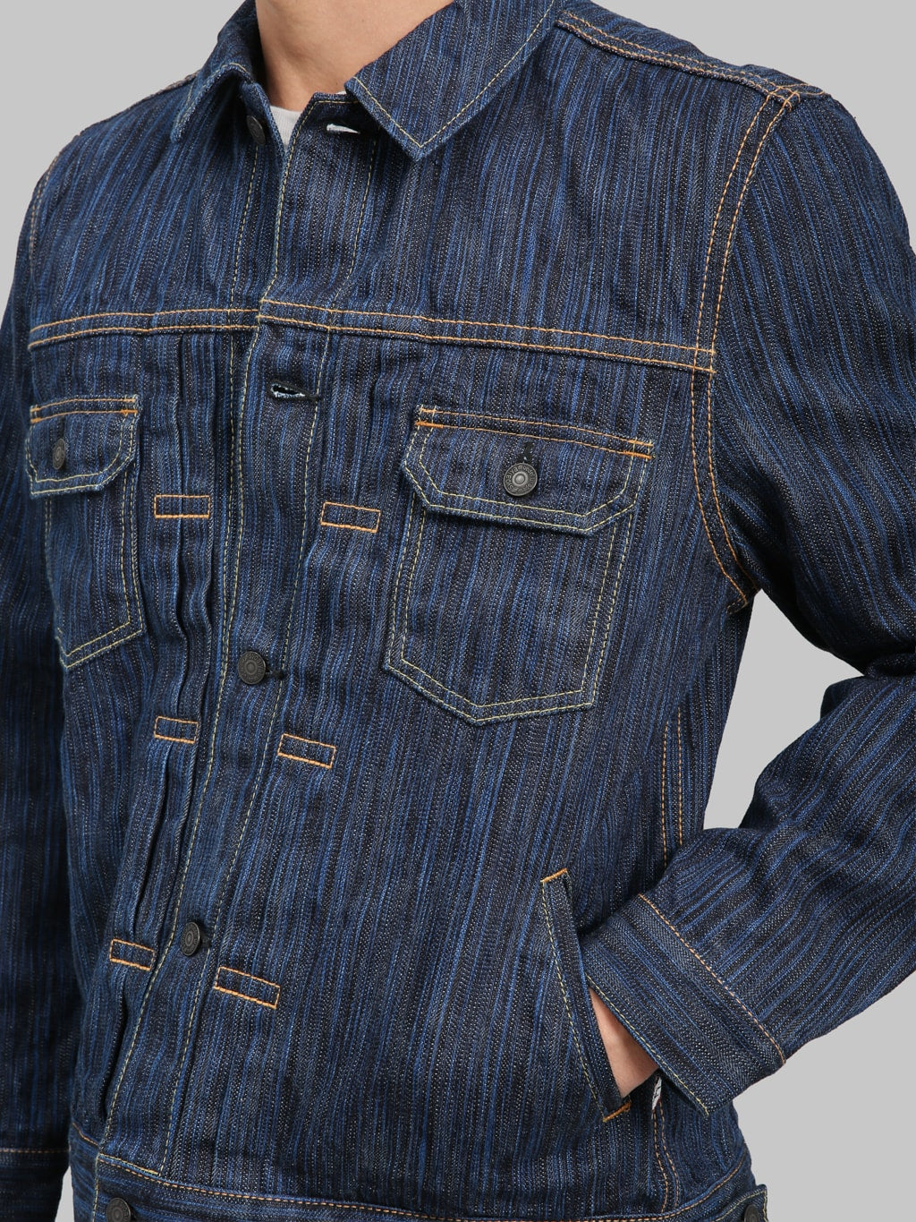 Pure Blue Japan 6225D Waterfall Type 2 Jacket Dark Indigo side pockets