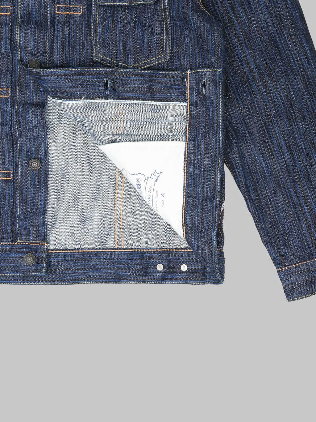 Pure Blue Japan 6225D Waterfall Type 2 Jacket Dark Indigo interior fabric
