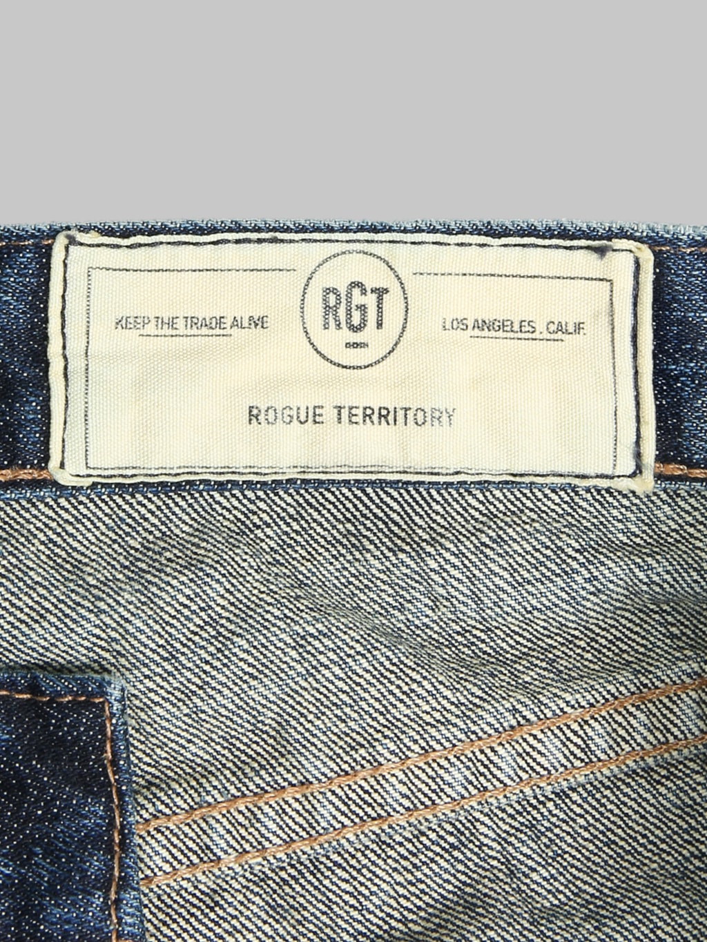 Rogue Territory 15oz Indigo Stanton Vintage Wash Jeans label