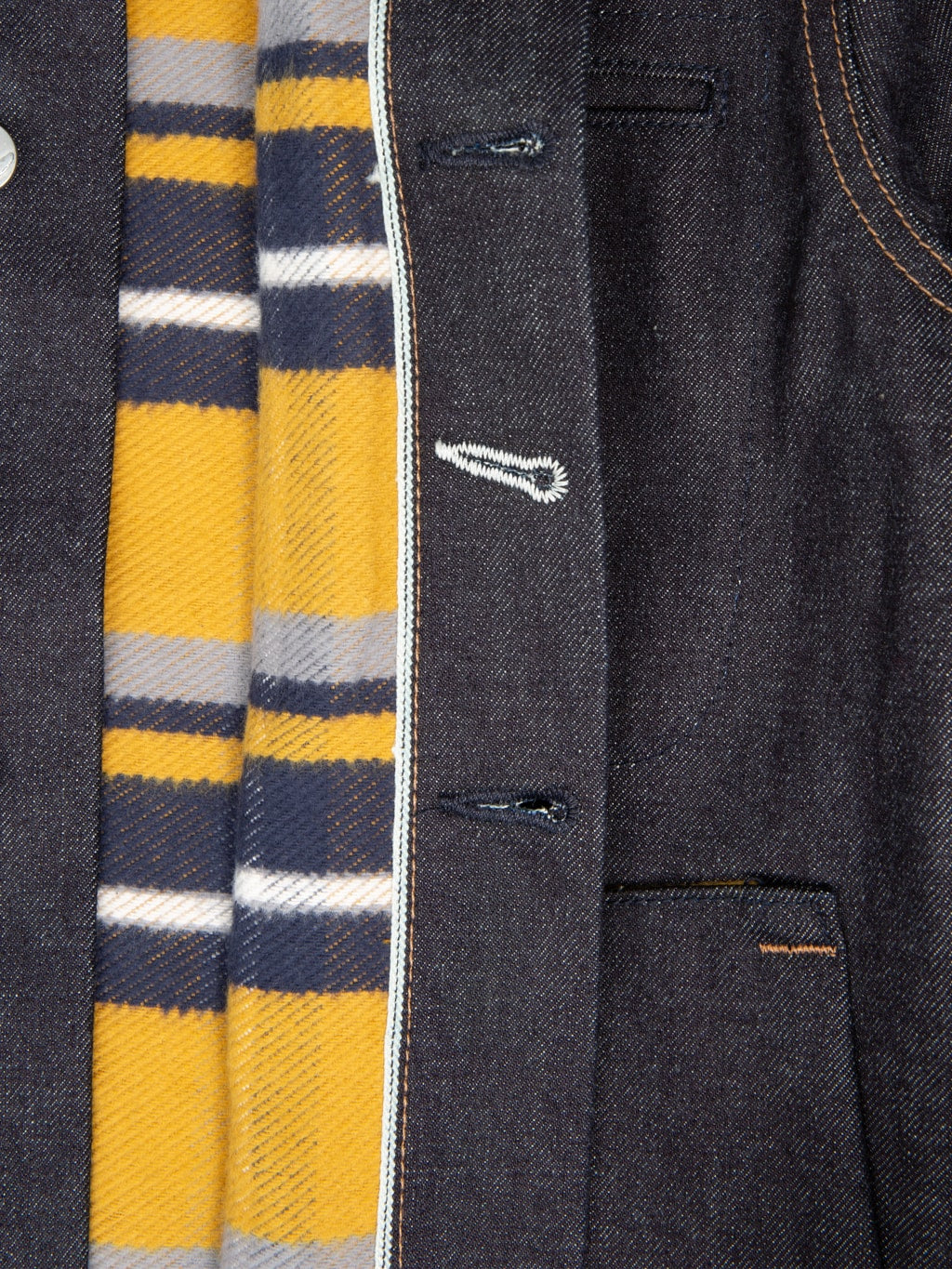 rogue territory 15oz lined indigo supply jacket selvedge denim closeup