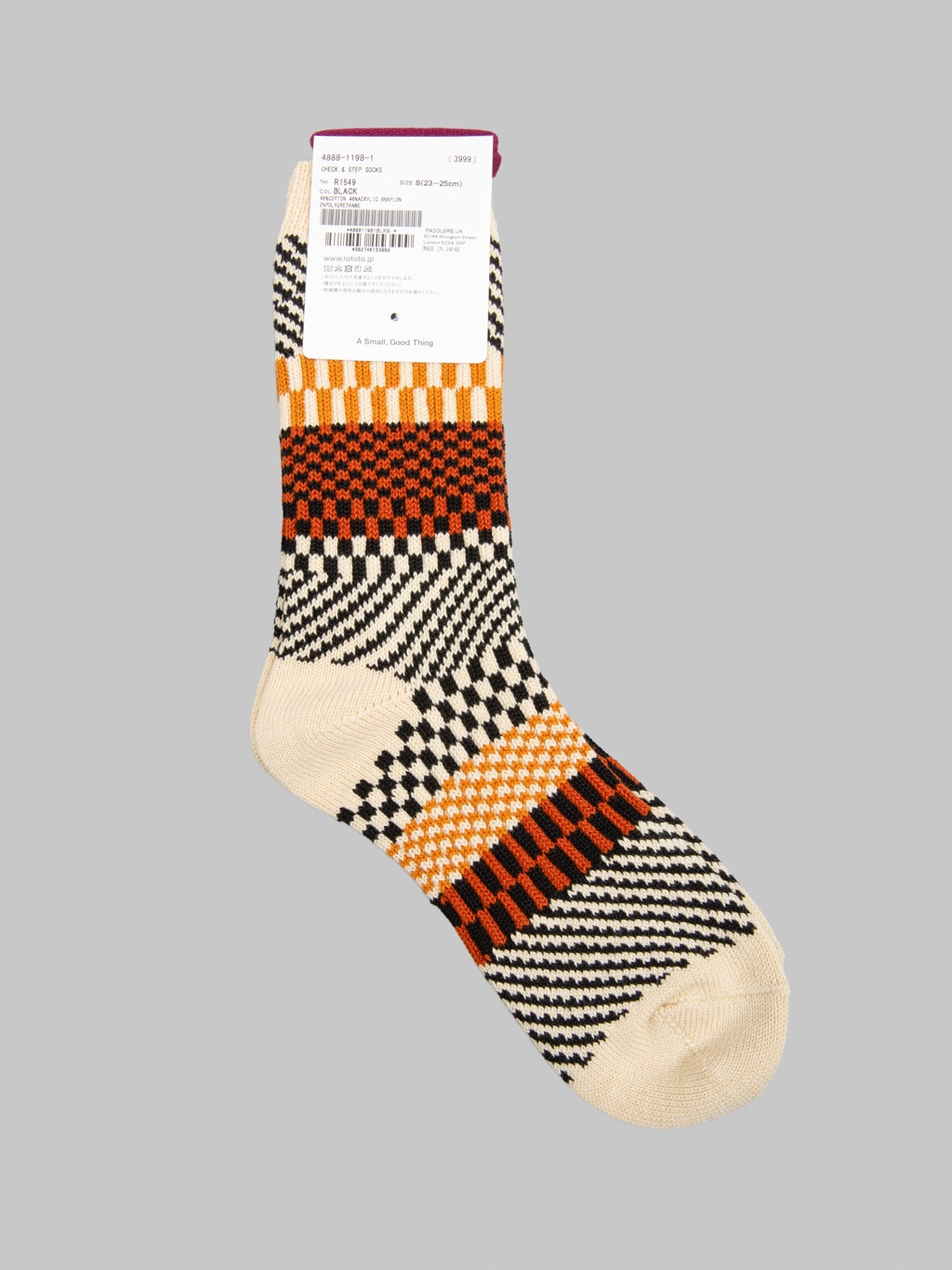 ROTOTO Check & Step Socks Black