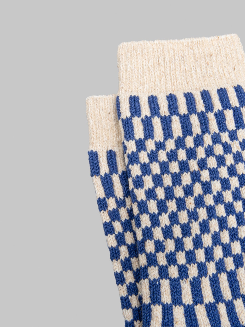 ROTOTO Checkerboard Pattern Socks Blue