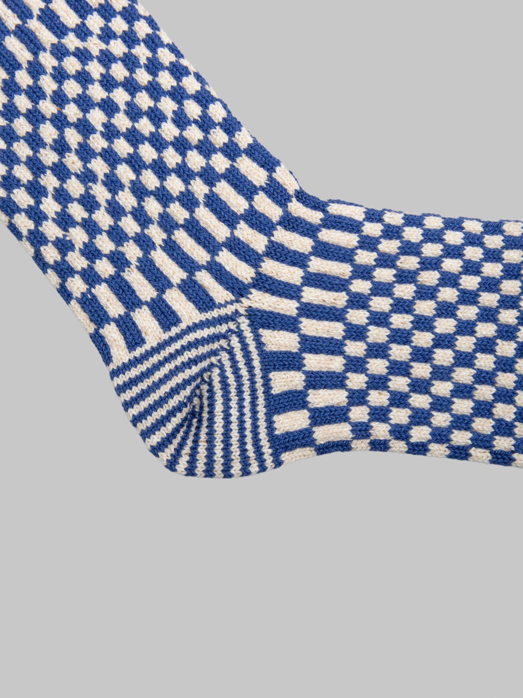 ROTOTO Checkerboard Pattern Socks Blue