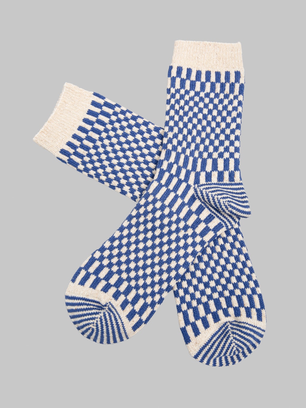 ROTOTO Checkerboard Pattern Socks Blue