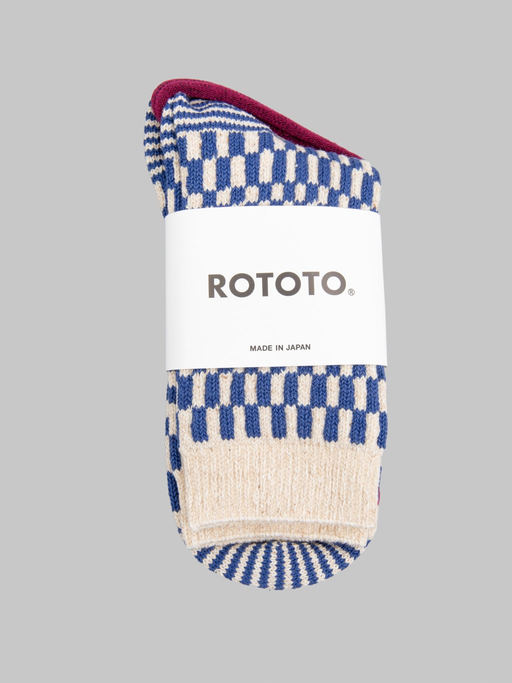 ROTOTO Checkerboard Pattern Socks Blue
