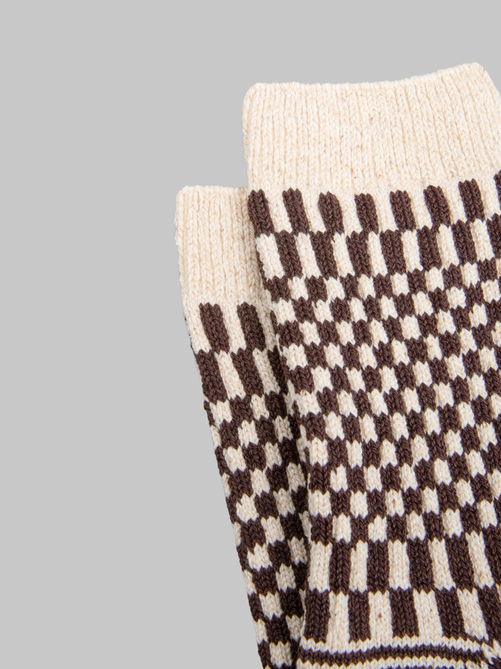 ROTOTO Checkerboard Pattern Socks Brown