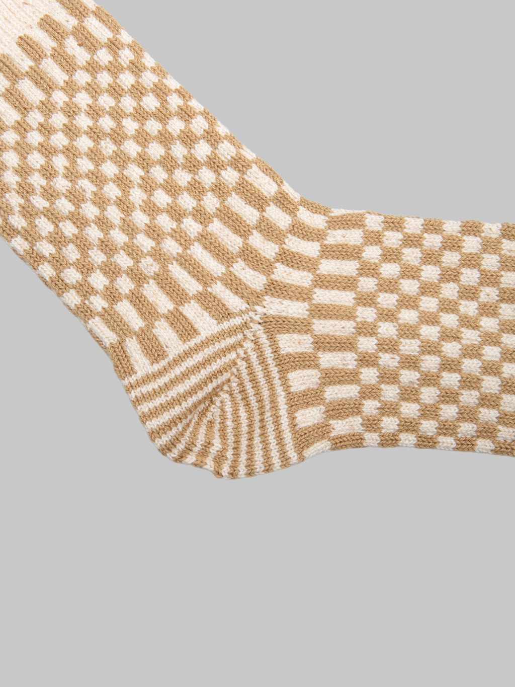 ROTOTO Checkerboard Pattern Socks Khaki