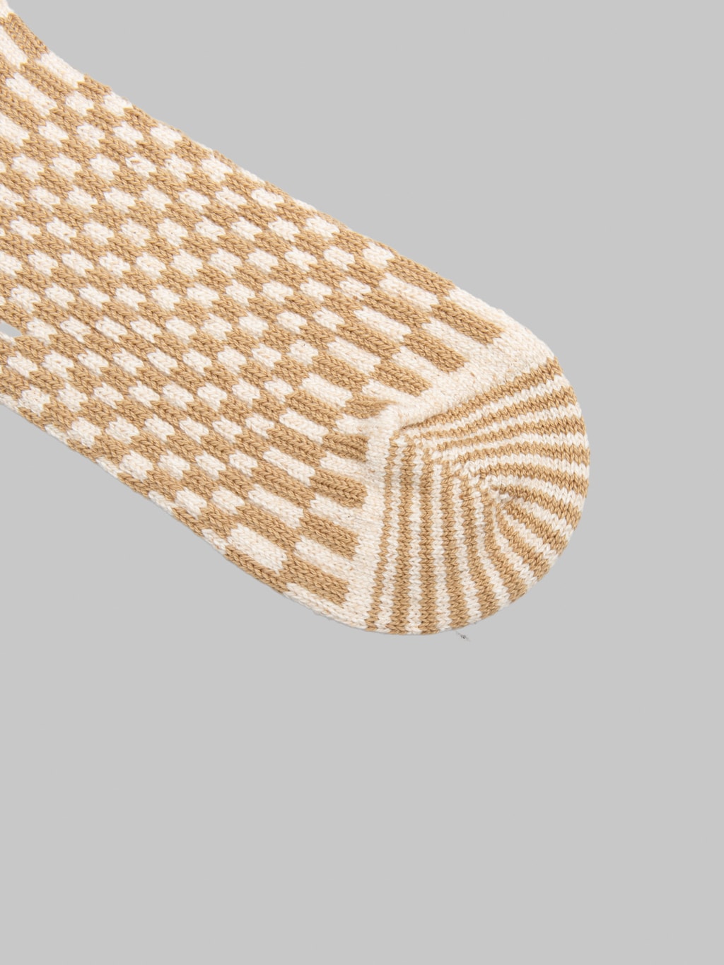 ROTOTO Checkerboard Pattern Socks Khaki
