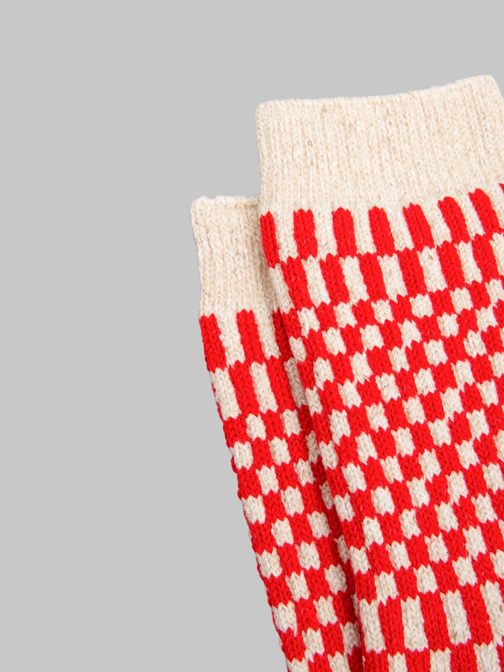 ROTOTO Checkerboard Pattern Socks Red