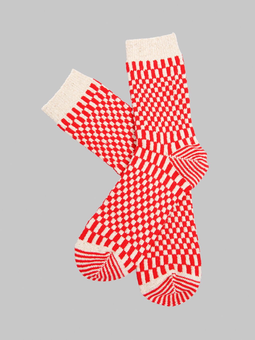 ROTOTO Checkerboard Pattern Socks Red
