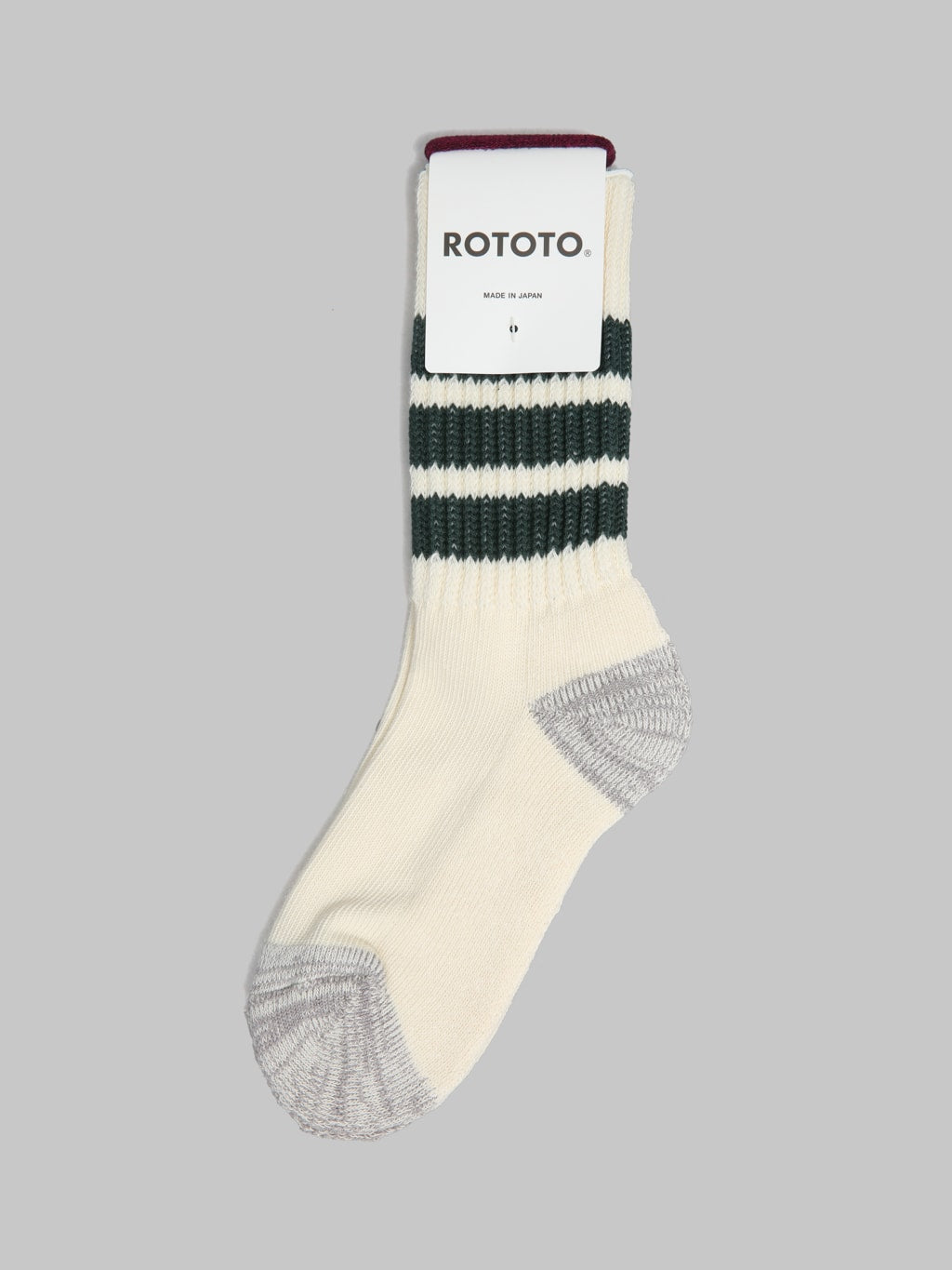 rototo coarse ribbed oldschool crew socks dark green japanese made