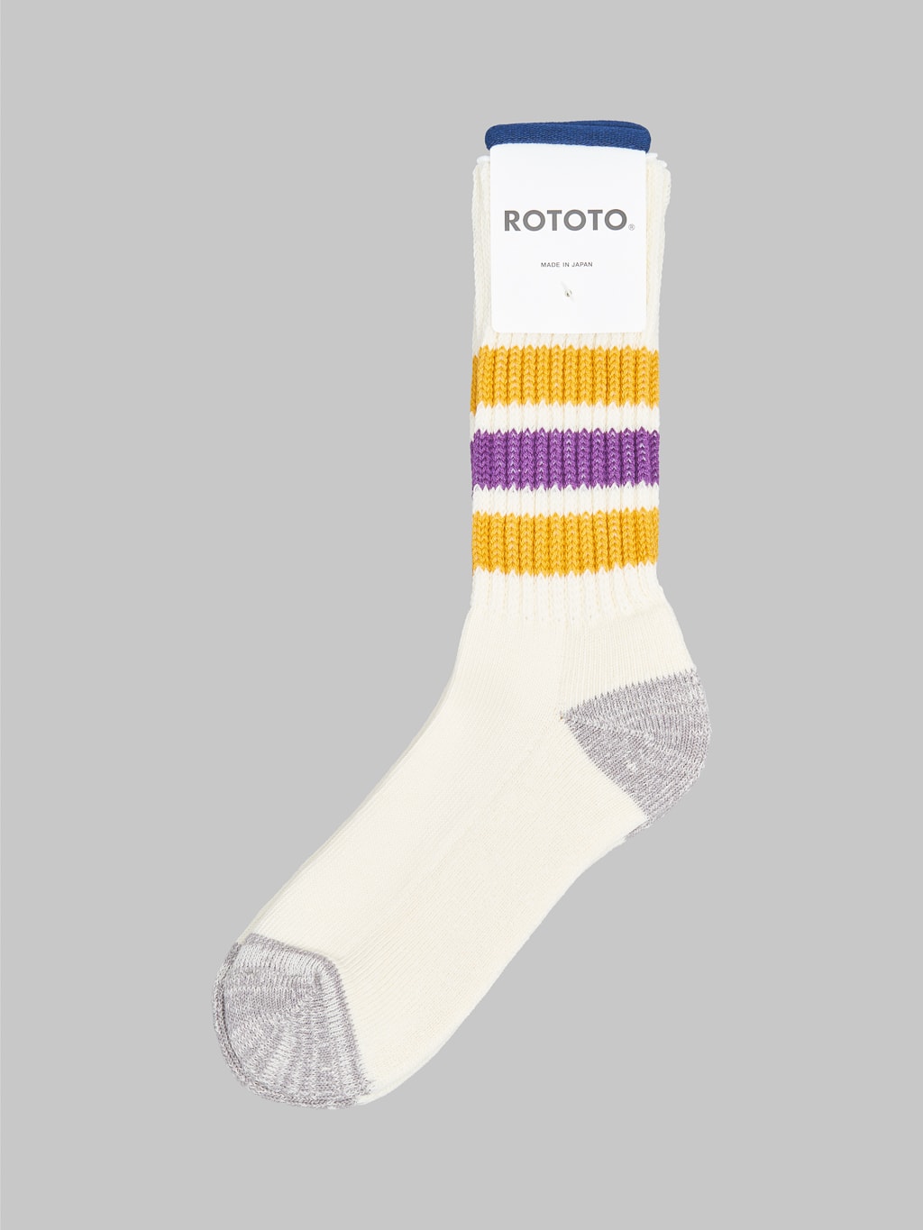 rototo coarse ribbed oldschool crew socks yellow purple