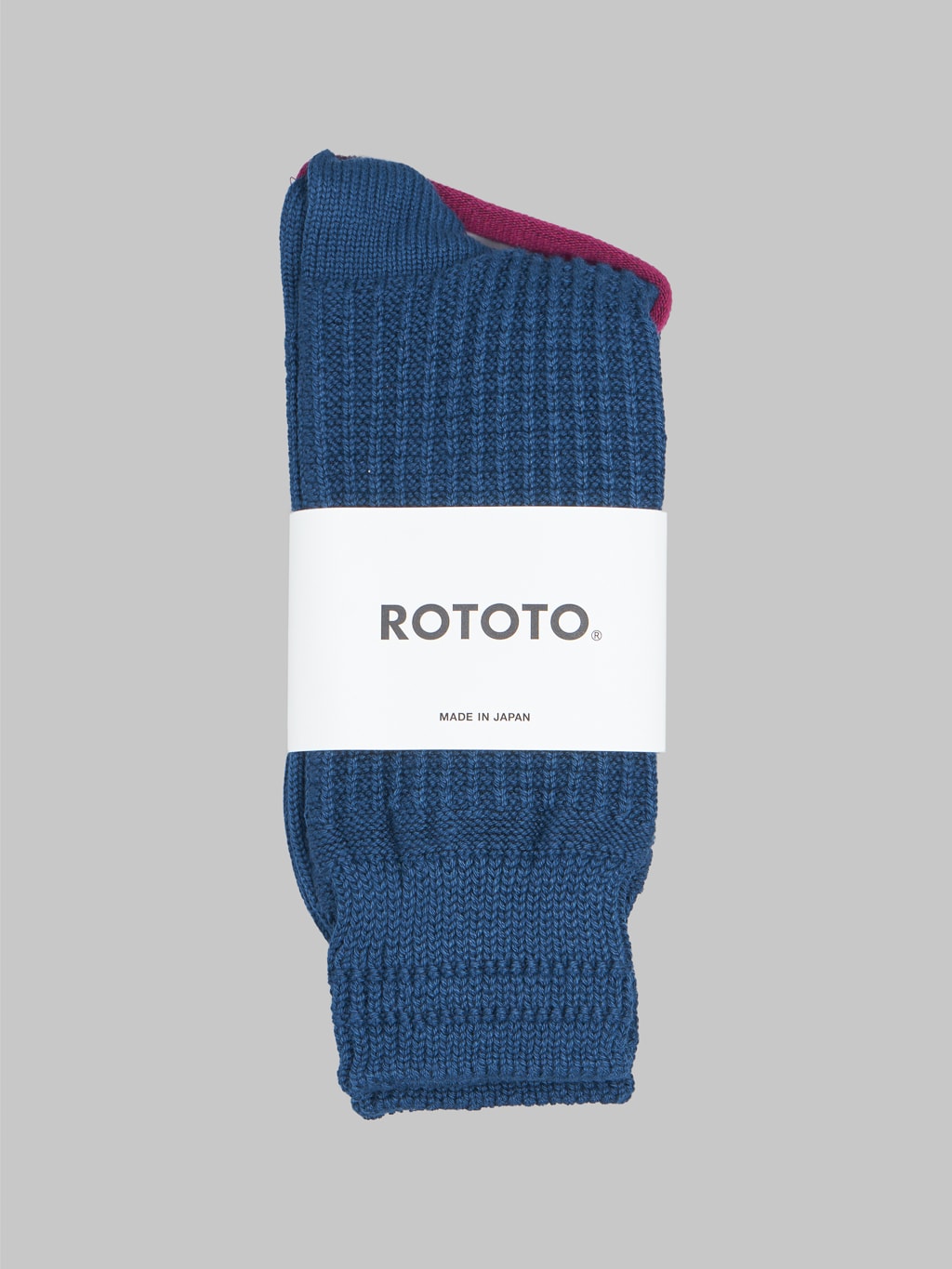 rototo cotton waffle crew socks blue
