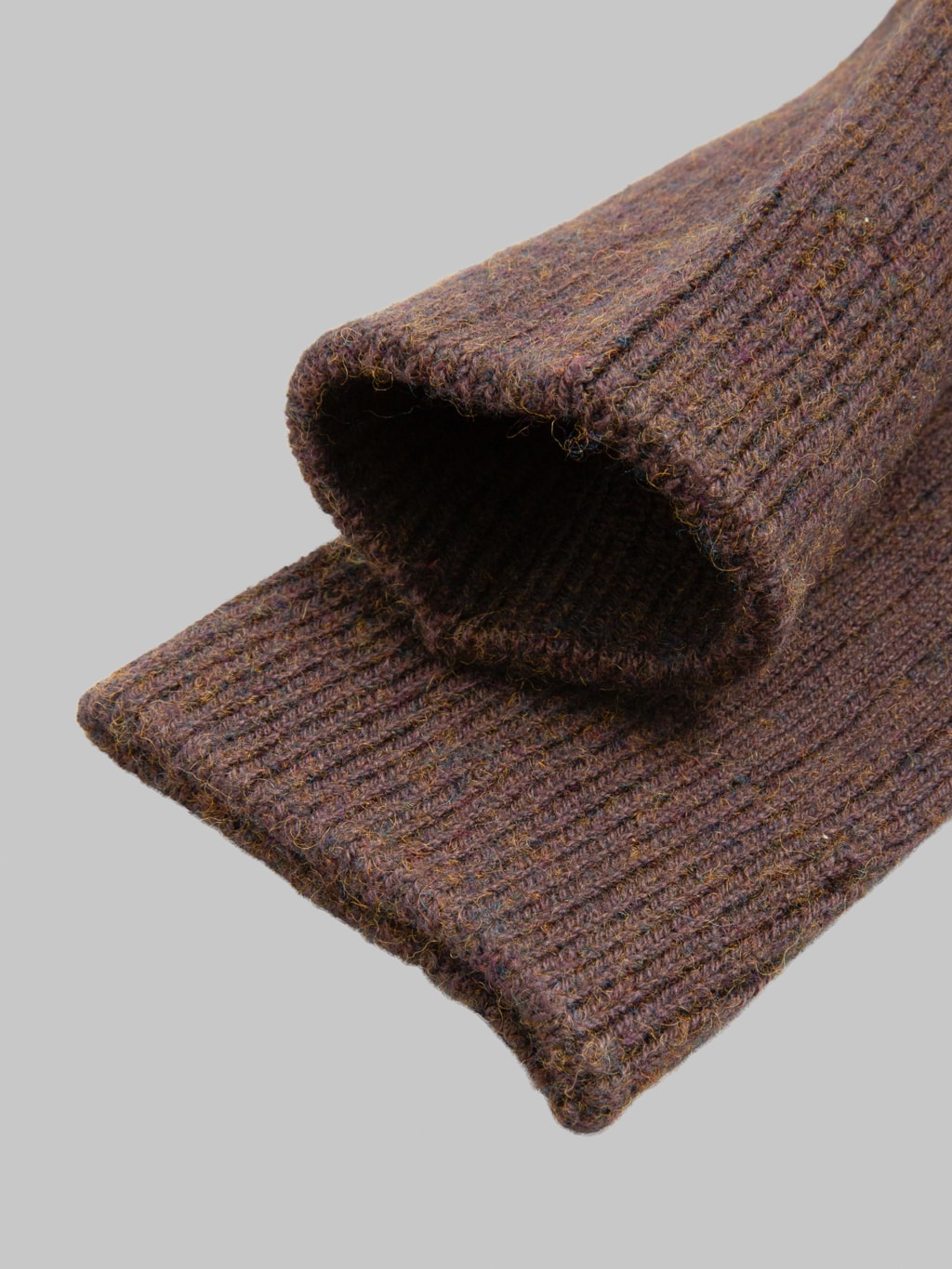 ROTOTO Cotton Wool Ribbed Crew Socks Dark Brown