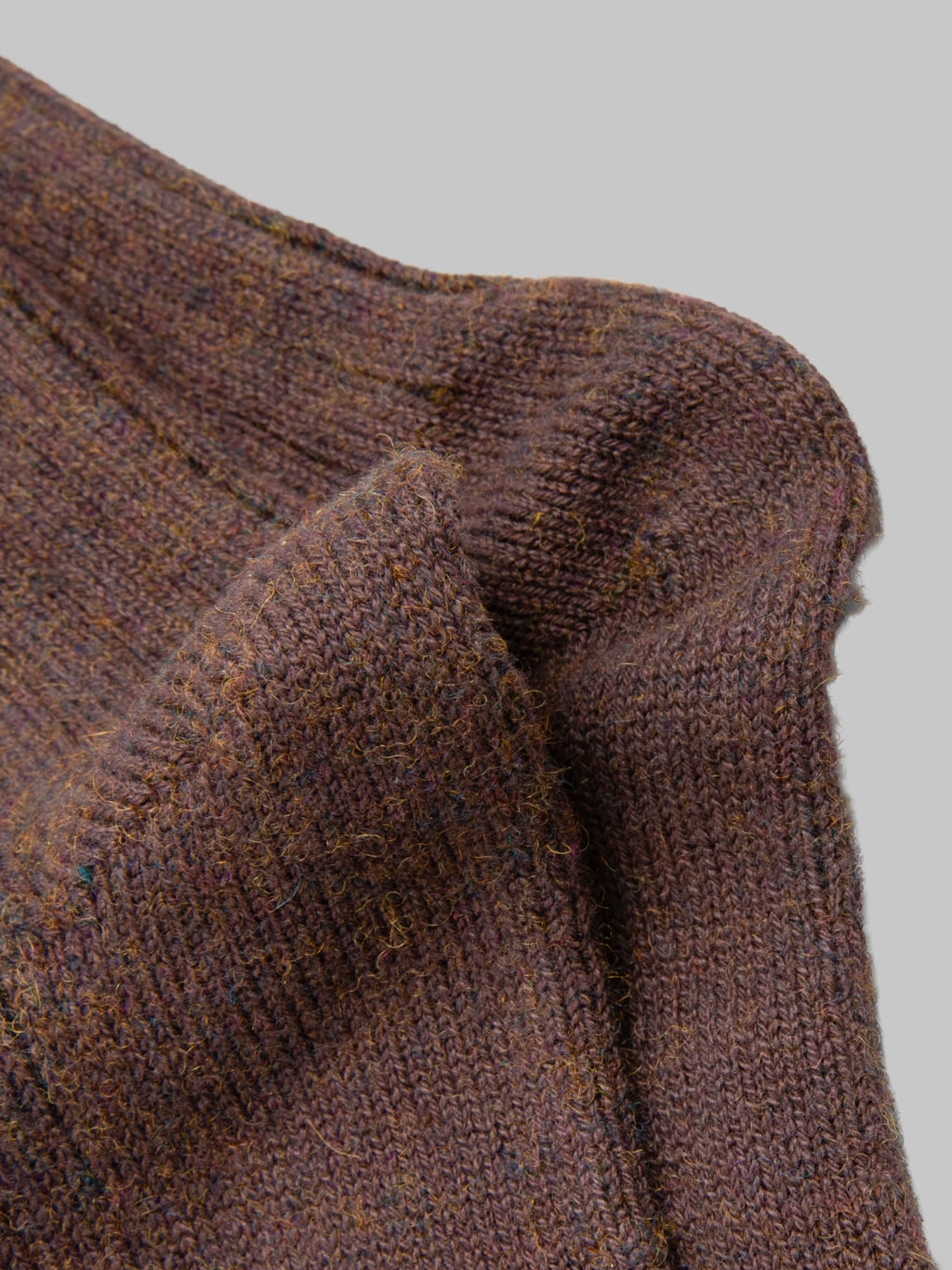 ROTOTO Cotton Wool Ribbed Crew Socks Dark Brown