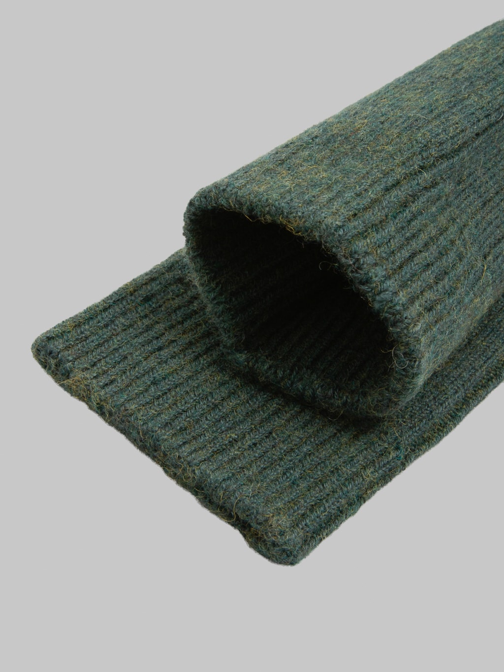 ROTOTO Cotton Wool Ribbed Crew Socks Dark Green