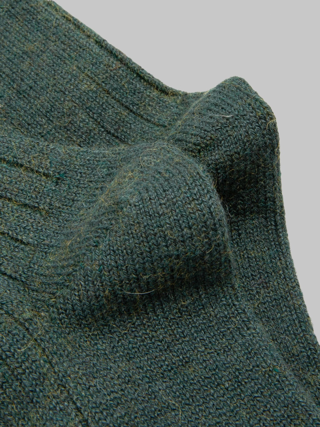 ROTOTO Cotton Wool Ribbed Crew Socks Dark Green