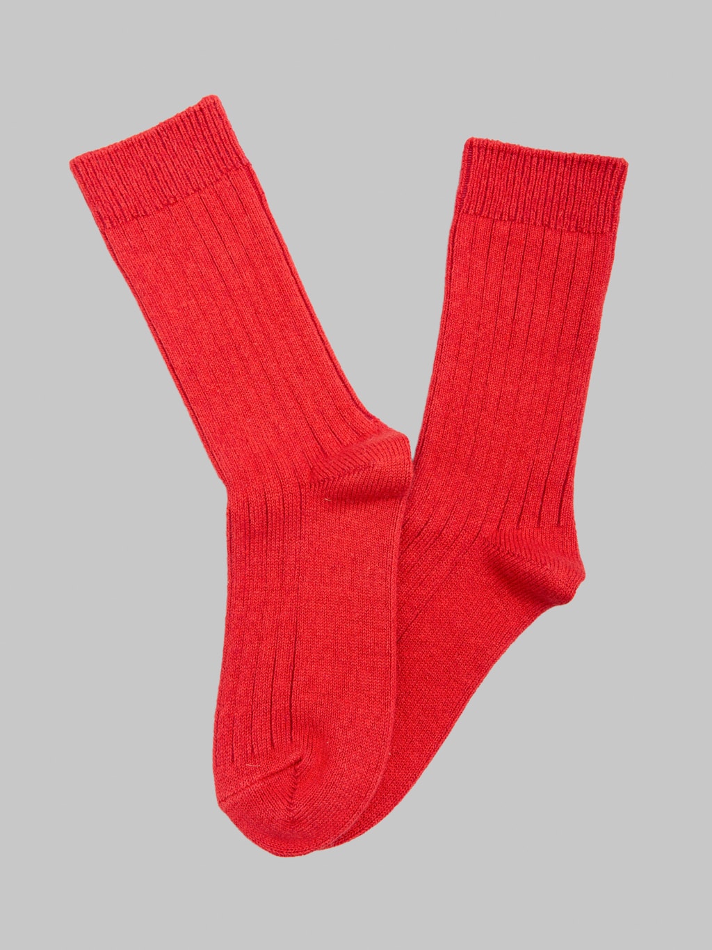 ROTOTO Cotton Wool Ribbed Crew Socks Red