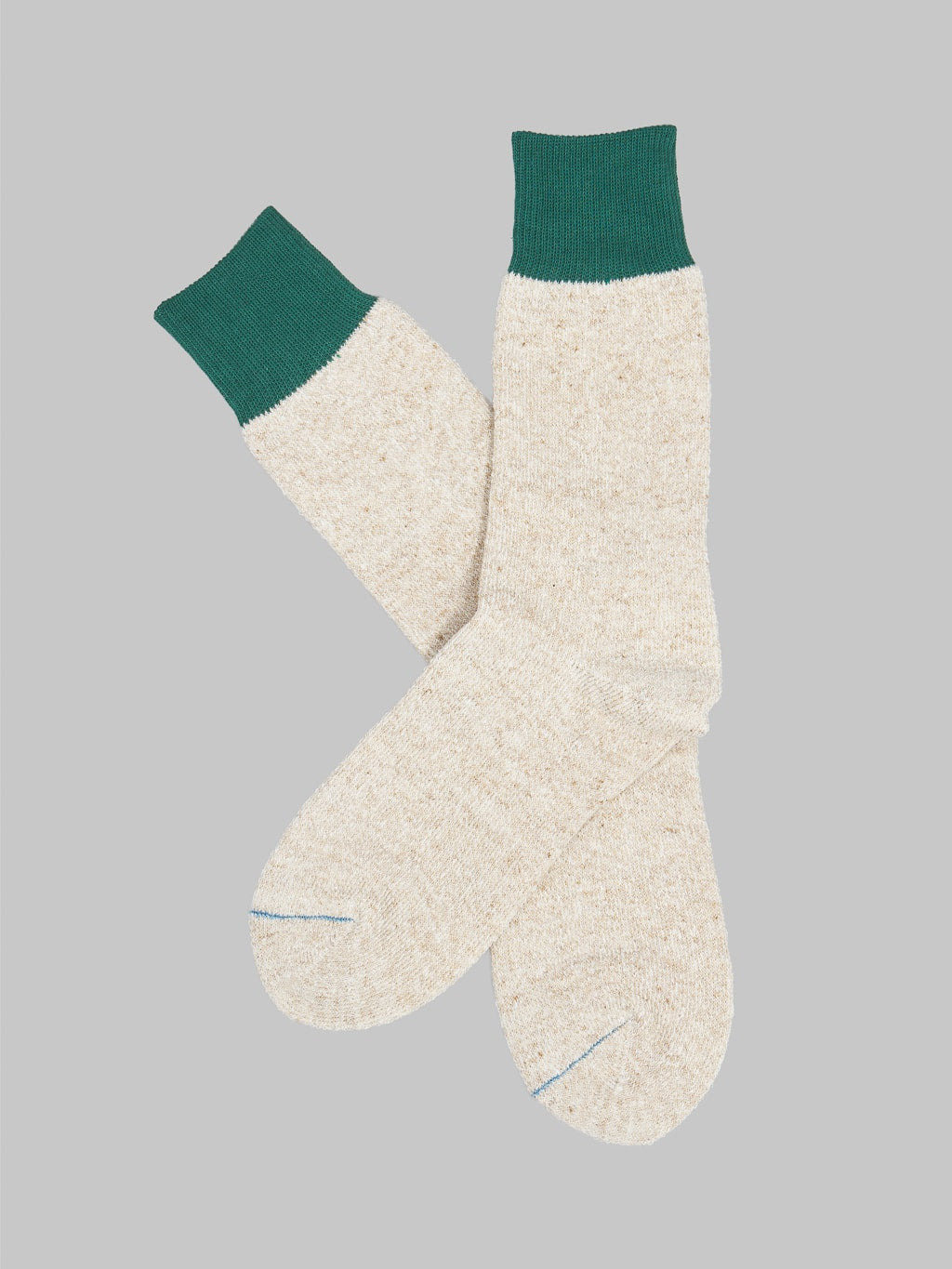 Rototo Double Face Socks Green Beige Texture