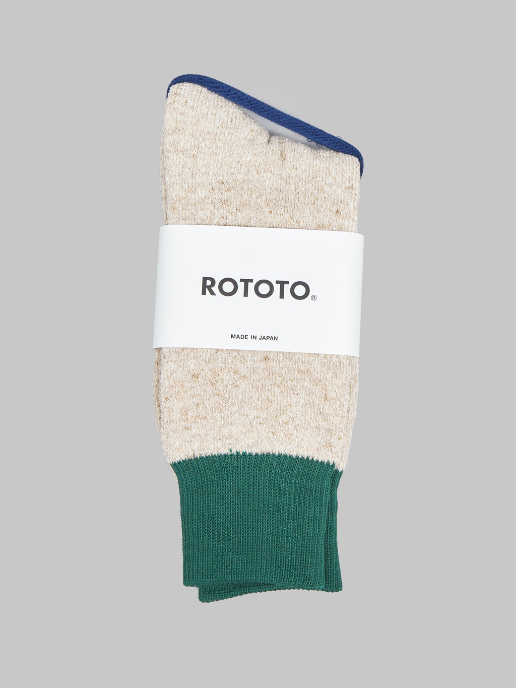 Rototo Double Face Socks Green Beige Japan Made