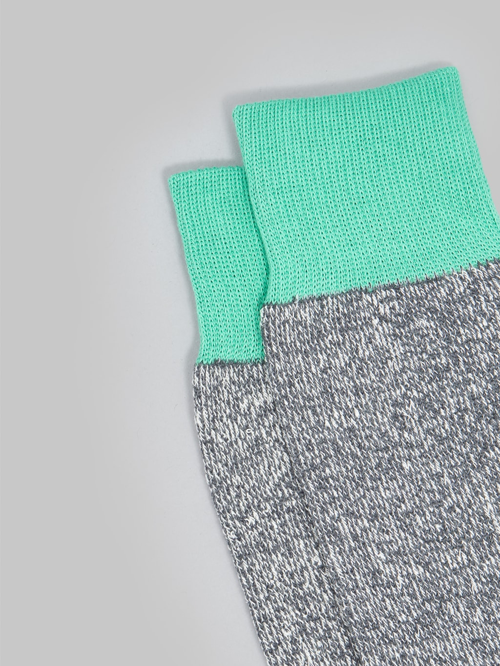 Rototo Double Face Socks Mint Grey Elastic Hem
