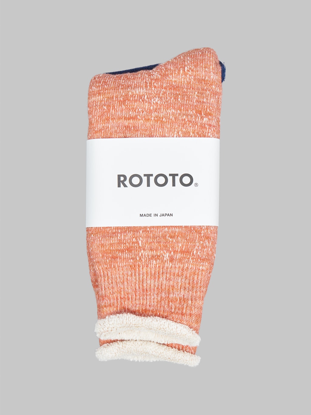 Rototo Double Face Crew Socks Orange Japan Made