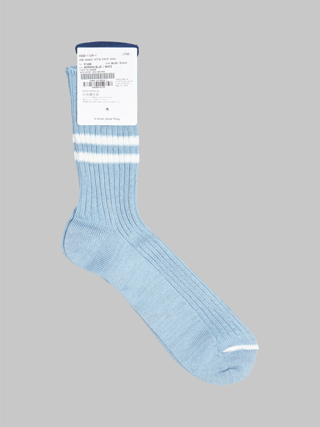 rototo hemp organic cotton stripe socks blue white composition