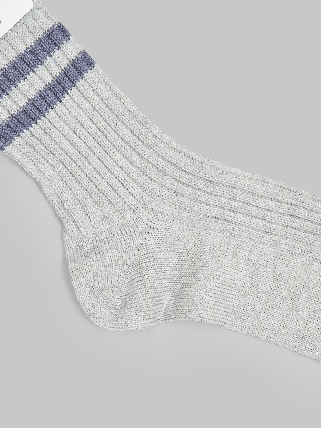 rototo hemp organic cotton stripe socks grey purple heel