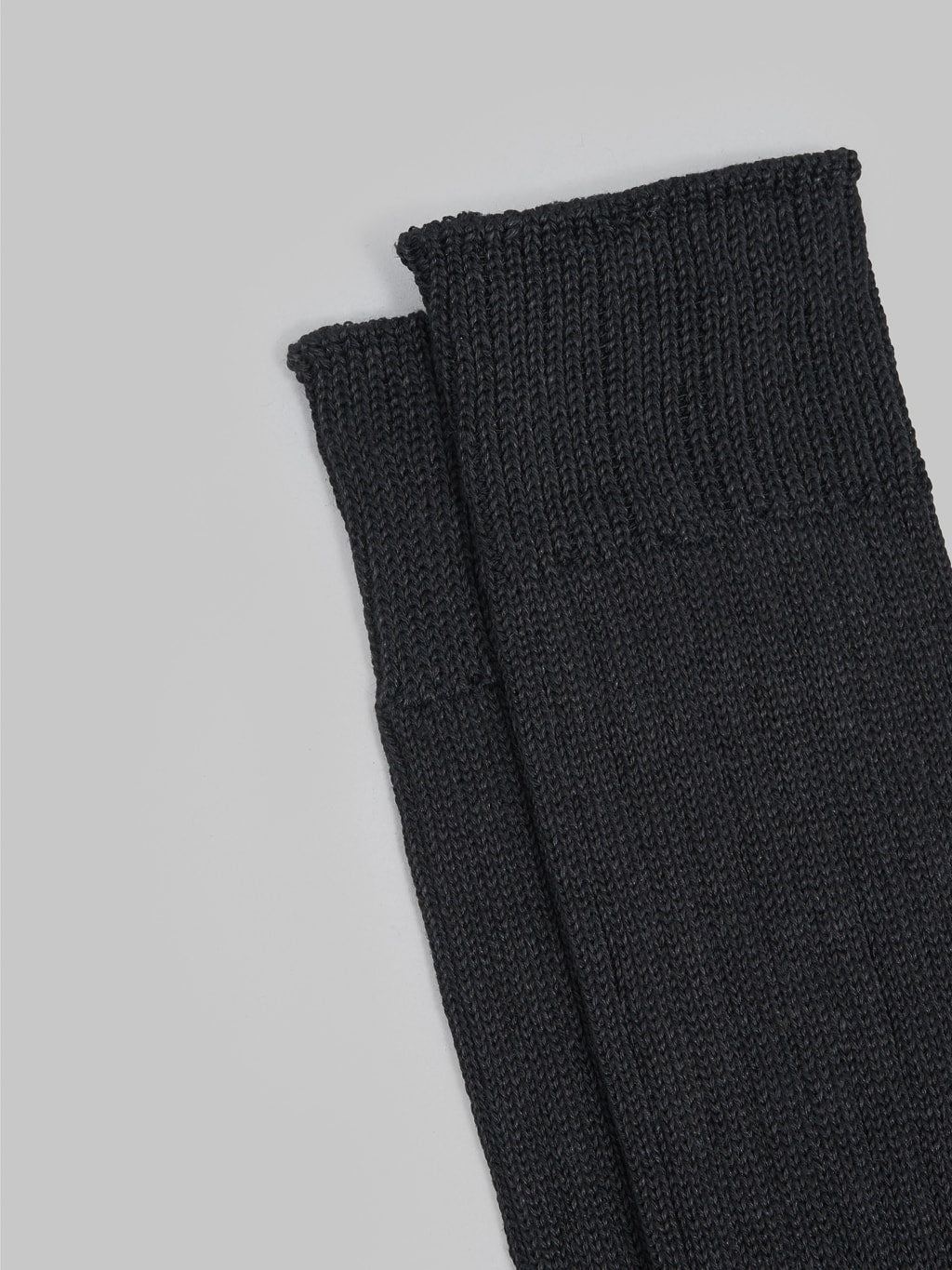 rototo linen cotton ribbed crew socks black elastic band