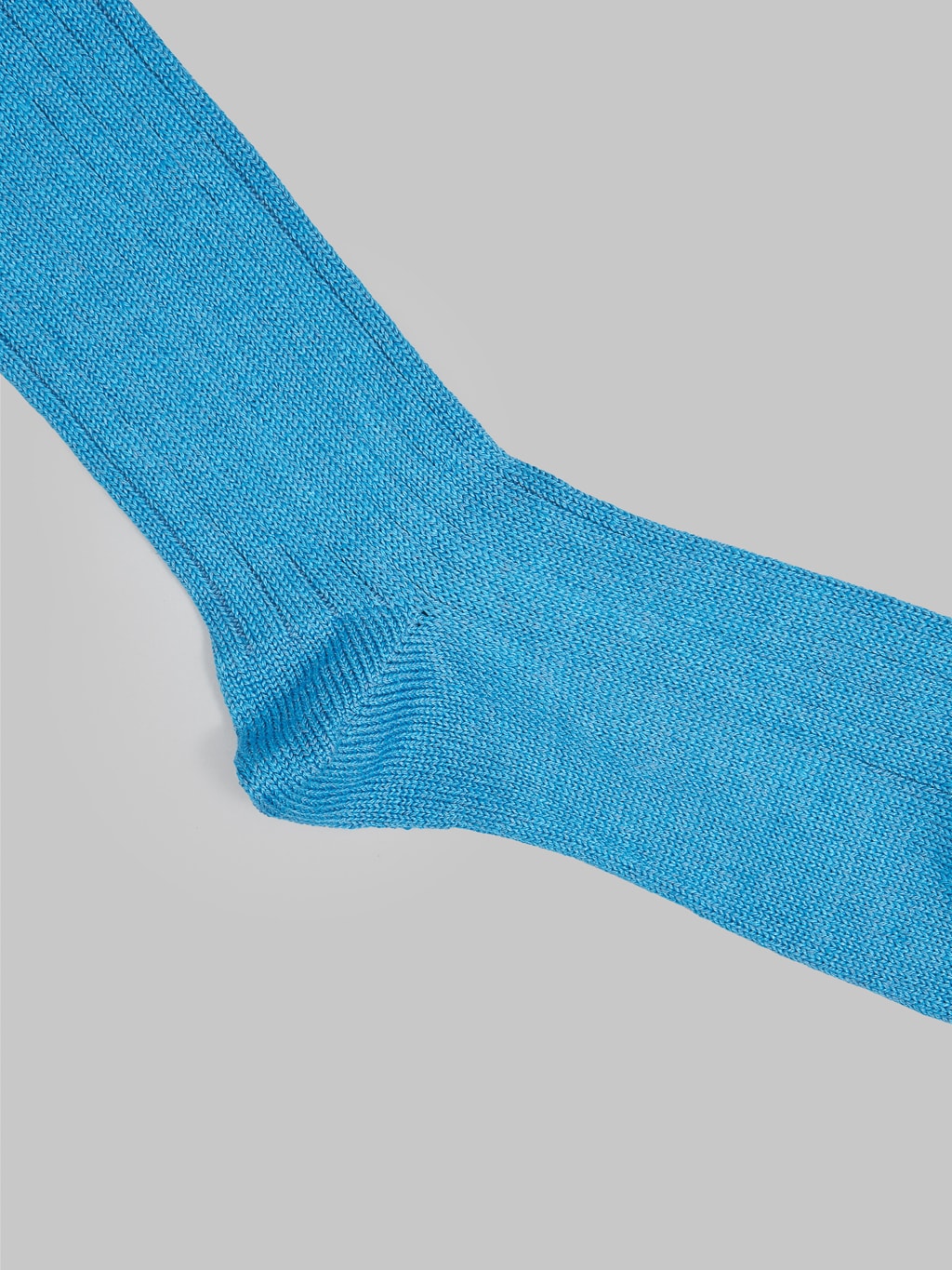 ROTOTO Linen Cotton Ribbed Crew Socks Blue
