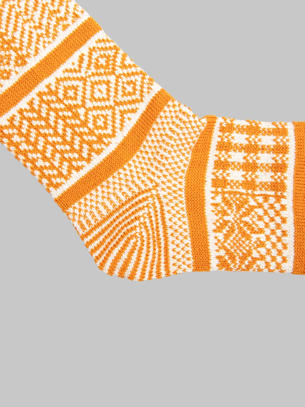 ROTOTO Multi Jacquard Crew Socks Ivory/Gold