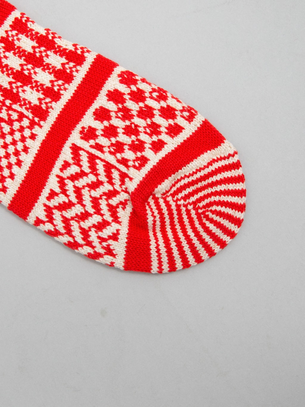ROTOTO Multi Jacquard Crew Socks Ivory/Red