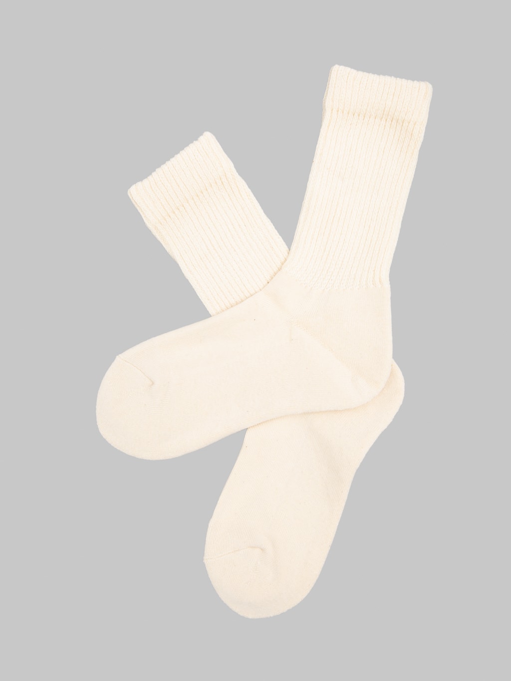 ROTOTO Organic Cotton Daily 3 Pack Ribbed Crew Socks Ecru