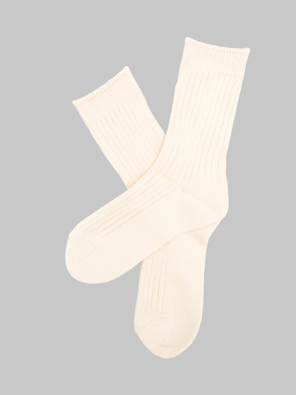 ROTOTO Organic Cotton Daily 3 Pack Ribbed Crew Socks Ecru