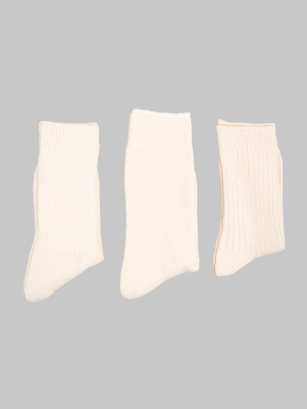 ROTOTO Organic Cotton Daily 3 Pack Ribbed Crew Socks Ecru