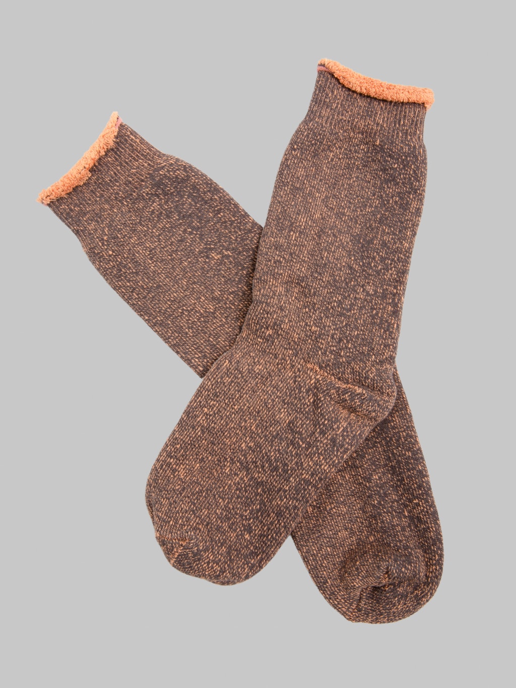 ROTOTO Reversible Pile Socks Faded Black/Light Orange