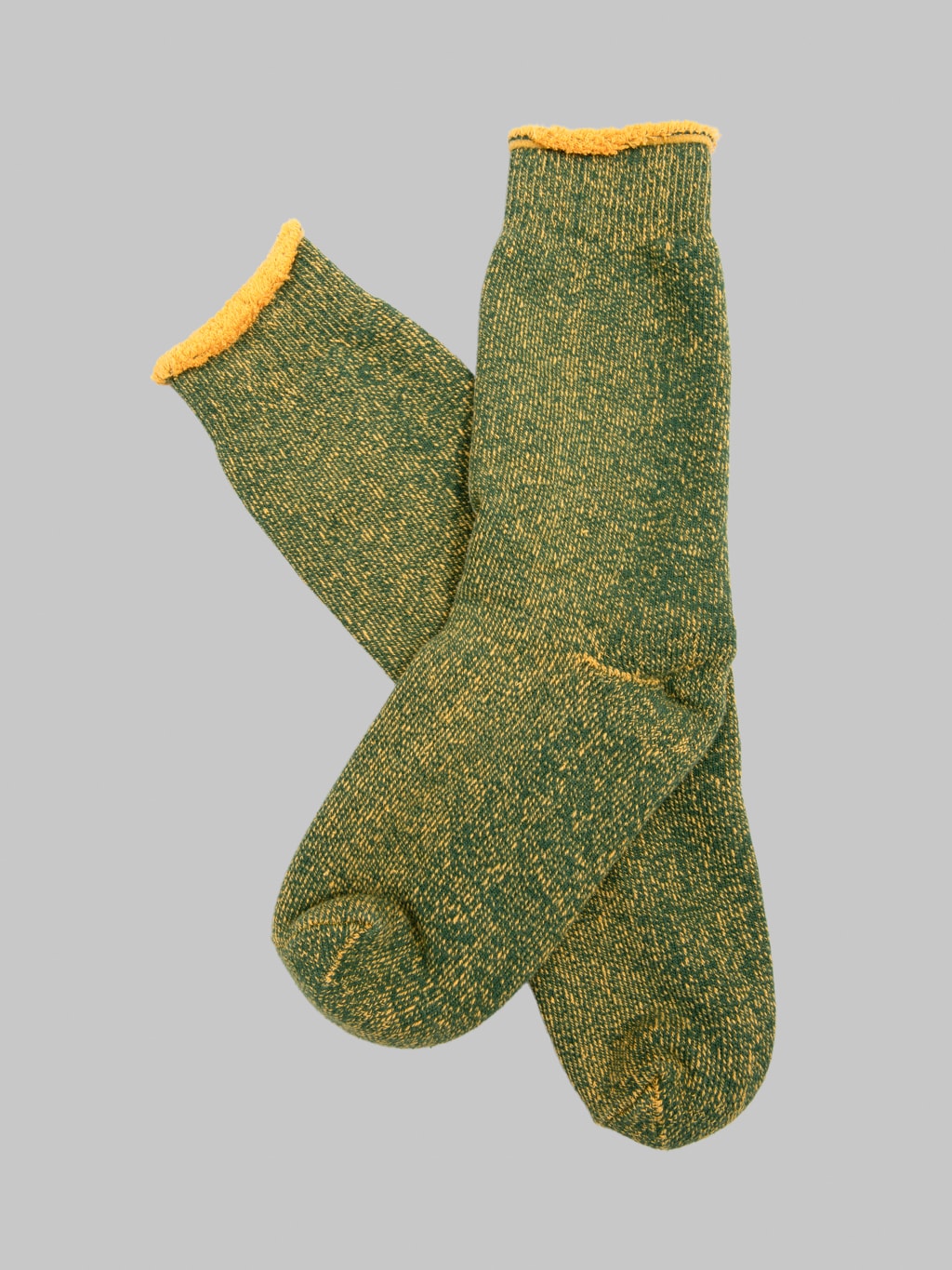 ROTOTO Reversible Pile Socks Ivy Green/Dark Yellow