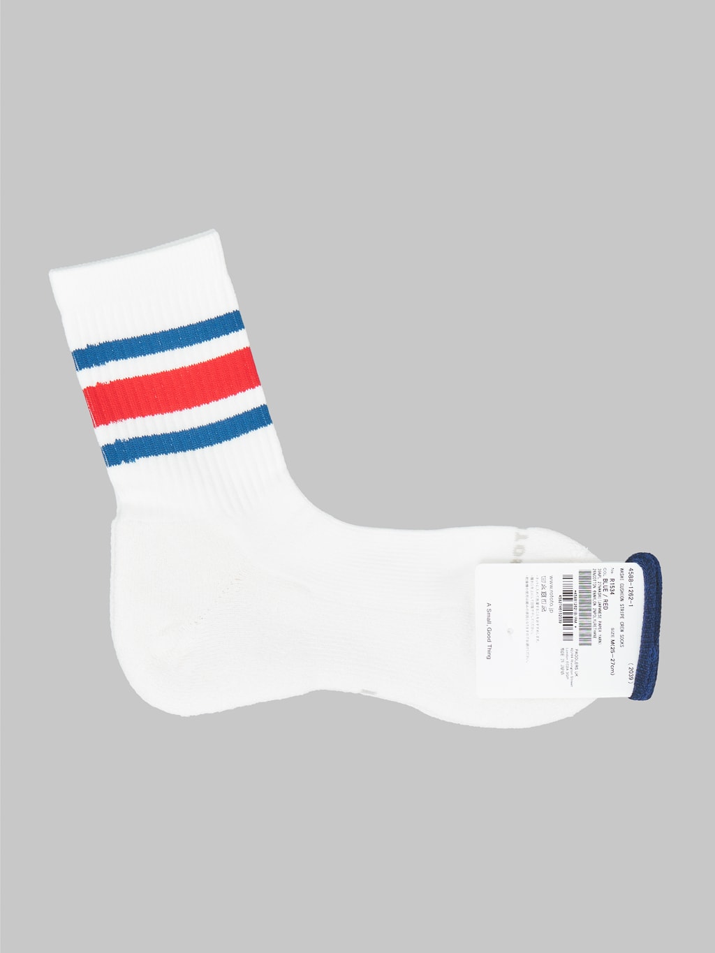 rototo washi cushion stripe crew socks blue red composition