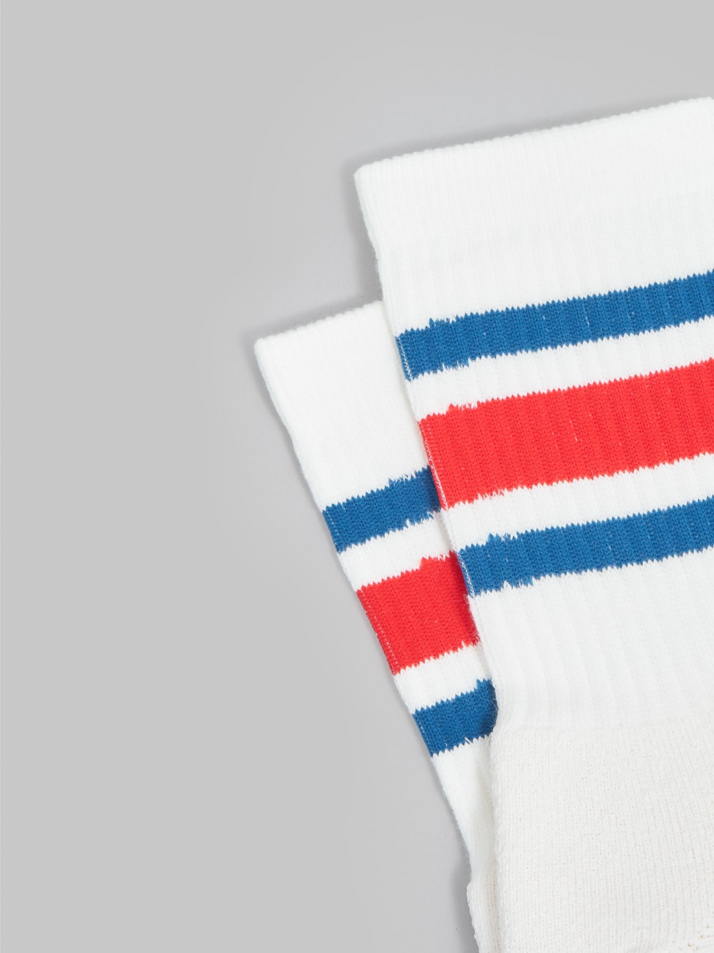 rototo washi cushion stripe crew socks blue red elastic band
