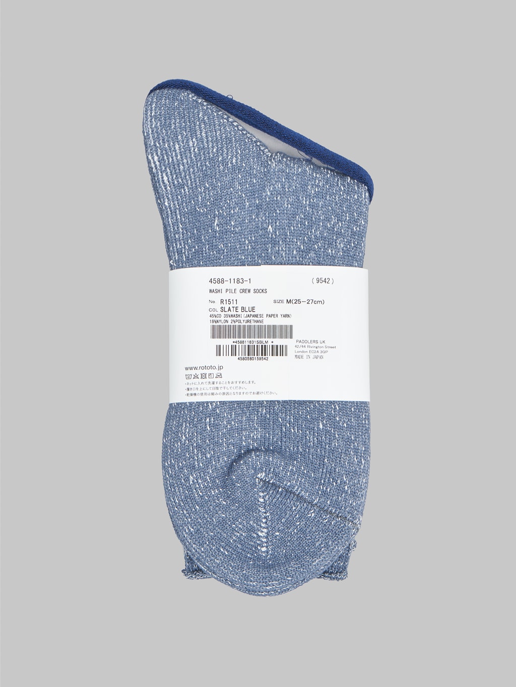 rototo washi pile crew socks slate blue label