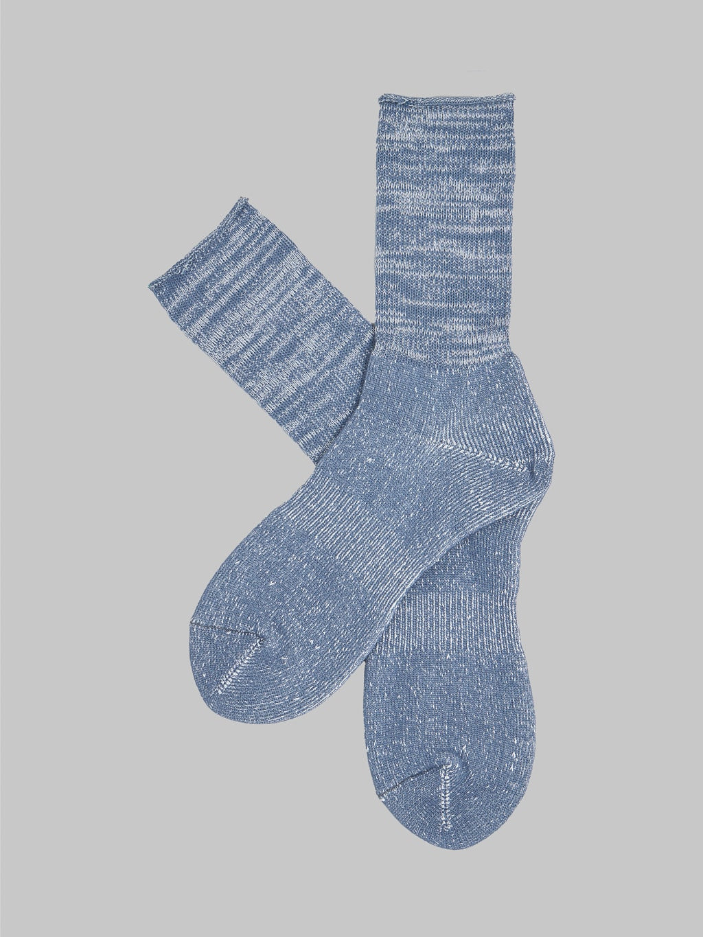 rototo washi pile crew socks slate blue japanese made