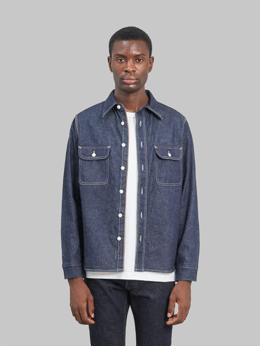 Samurai jeans denim work shirt unbottoned fit