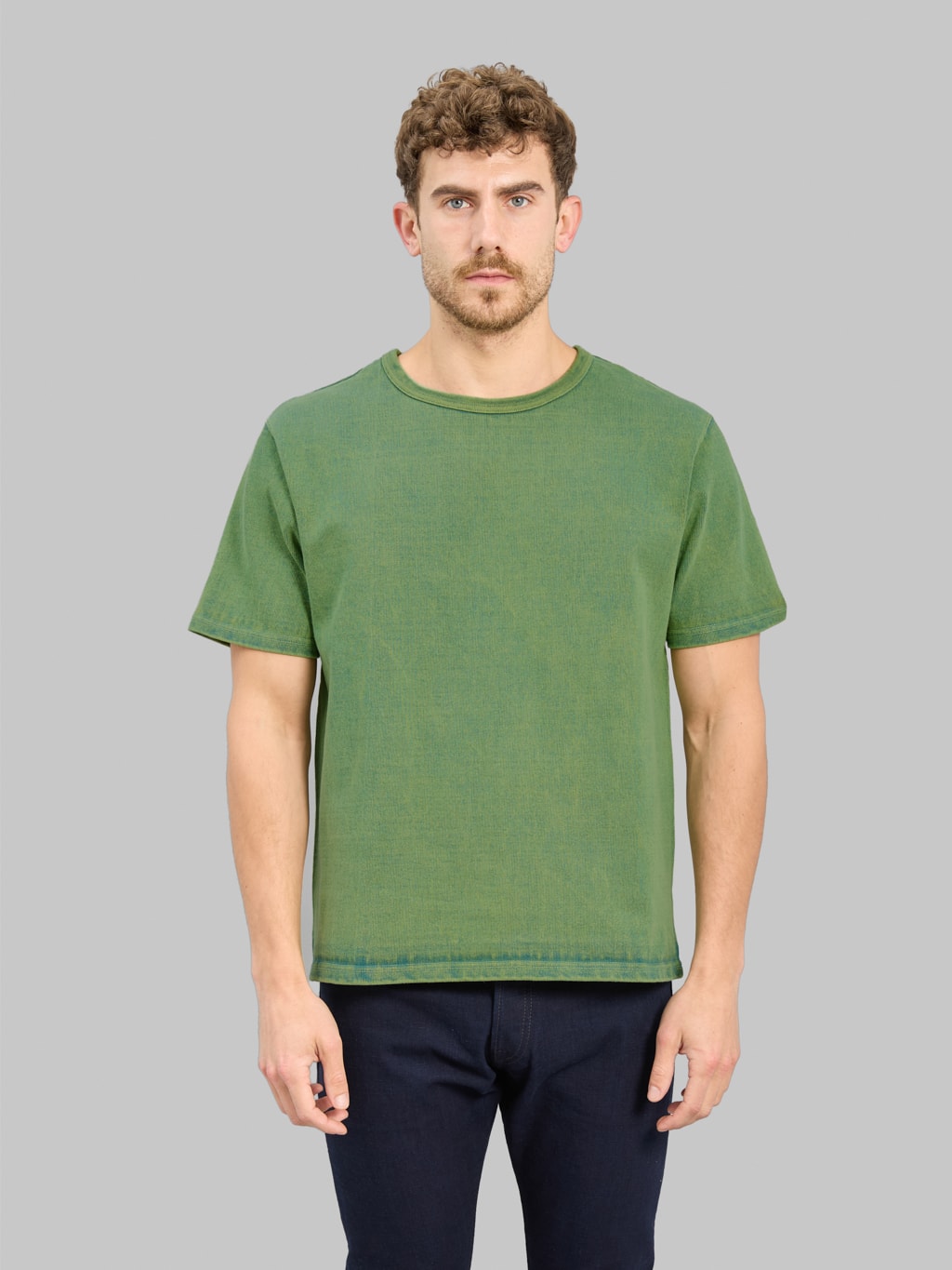 Samurai Jeans SJST TW01 Extra Heavy Tshirt Green front fit